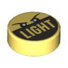 LEGO Jaune clair brillant Tuile 1 x 1 Rond avec "Light" (35380 / 101413)