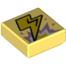 LEGO Jaune clair brillant Tuile 1 x 1 avec Lightning Bolt avec rainure (3070 / 69463)