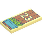 LEGO Leuchtendes Hellgelb Fliese 2 x 4 mit “23” und Plants (87079 / 101278)