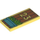 LEGO Bright Light Yellow Tile 2 x 4 with “23” and Plants (87079 / 101278)
