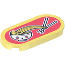 LEGO Bright Light Yellow Tile 2 x 4 with Rounded Ends with Noodles and Chopsticks Sticker (66857)
