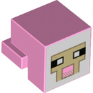 LEGO Klar rosa Dyr Hode med Sheep Ansikt med Hvit Background og Beige Outline (103728 / 106290)