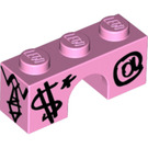 LEGO Leuchtend rosa Bogen 1 x 3 mit $ und @ Graffiti (4490 / 17019)