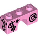 LEGO Bright Pink Arch 1 x 3 with $ and @ Graffiti (4490 / 17019)