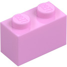 LEGO Leuchtendes Rosa Stein 1 x 2 mit Unterrohr (3004 / 93792)