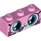 LEGO Bright Pink Brick 1 x 3 with Cat Face 'Dessert Unikitty' (3622 / 38906)