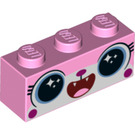 LEGO Leuchtend rosa Backstein 1 x 3 mit Katze Gesicht 'Disco Kitty' (3622 / 65678)