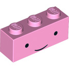 LEGO Bright Pink Brick 1 x 3 with Face with Black Eyes, Thin Smile 'Princess Bubblegum' (3622 / 32737)