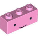 LEGO Fel roze Steen 1 x 3 met Gezicht met Zwart Ogen, Dun Smile 'Prinses Bubblegum' (3622 / 32737)