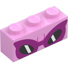 LEGO Bright Pink Brick 1 x 3 with Roy Magenta Sunglasses (3622)