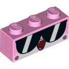 LEGO Leuchtend rosa Backstein 1 x 3 mit UniKitty Dekoration (Sunglasses, Open Mouth) (3622 / 39020)