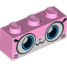 LEGO Leuchtendes Rosa Stein 1 x 3 mit Unikitty Gesicht (3622 / 38880)