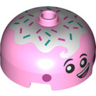 LEGO Fel roze Steen 3 x 3 Ronde Dome met Ijsje Gezicht (47735 / 49308)
