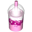 LEGO Bright Pink Cup with Straw with Pink and Magenta Drink (20398 / 34707)