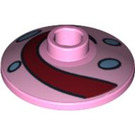 LEGO Fel roze Dish 2 x 2 met Swirl en Paars (violet) Spots (56072 / 84710)