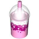 LEGO Fel roze Drink Cup met Straw met Pink (20398 / 34707)