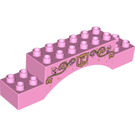 LEGO Bright Pink Duplo Arch Brick 2 x 10 x 2 with Golden Leaves and Vines, with Shield and 'C' Pattern (10119 / 51704)
