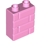 LEGO Leuchtend rosa Duplo Backstein 1 x 2 x 2 mit Backstein Mauer Muster (25550)