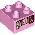 LEGO Bright Pink Duplo Brick 2 x 2 with Donuts Box (3437 / 43591)
