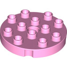 LEGO Leuchtend rosa Duplo Runden Platte 4 x 4 mit Loch und Verriegeln Ridges (98222)