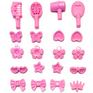 LEGO Bright Pink Friends Hair Accessories, Complete Set (93080 / 96389)