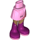 LEGO Fel roze Heup met Basic Gebogen Skirt met Magenta Boots met Zilver Stars met dik scharnier (35634)