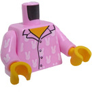 LEGO Světle růžová Minifigurka Trup Pyjama Horní, 4 Knoflíky a Bílá Rabbits Vzor (973)