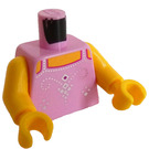 LEGO Světle růžová Minifigurka Trup Tank Horní s stříbrný Dotted Filigree (973)