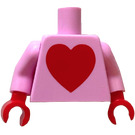 LEGO Leuchtend rosa Minifig Torso mit Groß rot Herz (973)