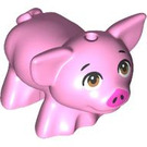 LEGO Fel roze Pig met Brown Ogen en Kort Eyebrows (105990)