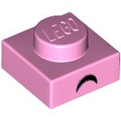 LEGO Kirkkaanvaaleanpunainen Levy 1 x 1 jossa Musta semicircle/eyebrow (3024 / 66045)