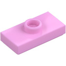 LEGO Klar rosa Plate 1 x 2 med 1 Knott (med rille og bunnknottholder) (15573 / 78823)