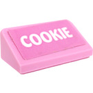 LEGO Bright Pink Slope 1 x 2 (31°) with "Cookie" Name Plate Sticker (85984)