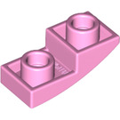 LEGO Fel roze Helling 1 x 2 Gebogen Omgekeerd (24201)