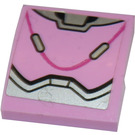 LEGO Fel roze Helling 2 x 2 Gebogen met Zilver Armor Plates en Dark Pink Gebogen Line Sticker (15068)