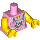 LEGO Bright Pink Striped Shirt and Heart Necklace Torso (973 / 88585)