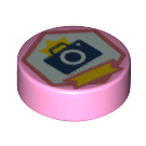 LEGO Klar rosa Tile 1 x 1 Rund med Kamera (35380 / 69458)