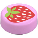 LEGO Fel roze Tegel 1 x 1 Rond met Strawberry (15826 / 98138)