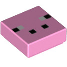 LEGO Leuchtendes Rosa Fliese 1 x 1 mit Minecraft Pig Gesicht Muster mit Nut (3070bpb78 / 17058)