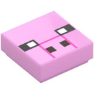 LEGO Klar rosa Tile 1 x 1 med Pixelert Pig Ansikt med Rille (3070)