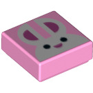 LEGO Fel roze Tegel 1 x 1 met Konijn Gezicht met groef (3070 / 48269)