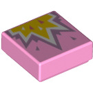 LEGO Leuchtend rosa Fliese 1 x 1 mit Gelb Explosion mit Nut (3070 / 69461)