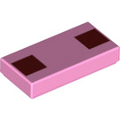 LEGO Leuchtend rosa Fliese 1 x 2 mit Brown Squares mit Nut (3069 / 66775)