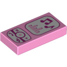 LEGO Fel roze Tegel 1 x 2 met Phone en Music-Player met groef (3069 / 95555)