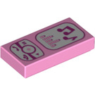 LEGO Klar rosa Tile 1 x 2 med Phone og Music-Player med Rille (3069 / 95555)