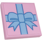 LEGO Fel roze Tegel 2 x 2 Omgekeerd met Medium Blauw Ribbon Bow Sticker (11203)