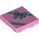 LEGO Bright Pink Tile 2 x 2 Inverted with Present with Blue Bow (11203 / 24560)