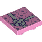 LEGO Bright Pink Tile 2 x 2 Inverted with Present with Bow (11203 / 36177)