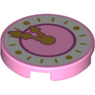 LEGO Bright Pink Tile 2 x 2 Round with Clock with Bottom Stud Holder (14769 / 24888)