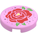 LEGO Bright Pink Tile 2 x 2 Round with Red Rose Flower with Bottom Stud Holder (14769 / 101823)